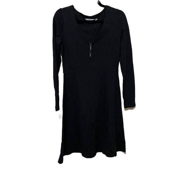 ATHLETA Ponte Knit Fit & Flare Whereupon Dress Small Black Skater Athleisure - Picture 1 of 8